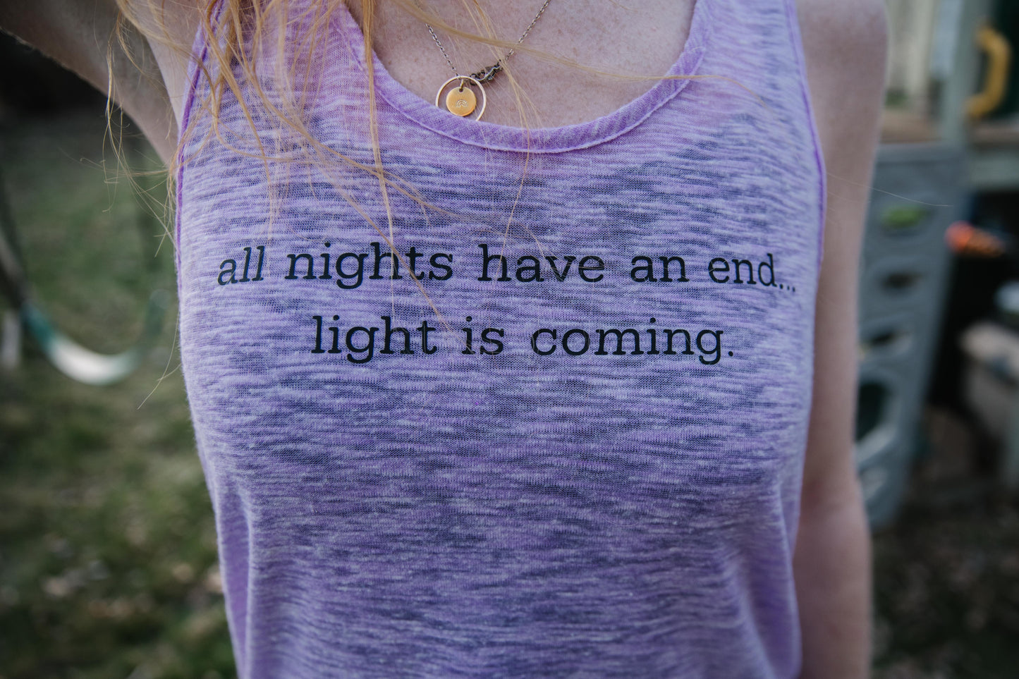 all nights have an end. Light is coming. (youth XL 14/16)